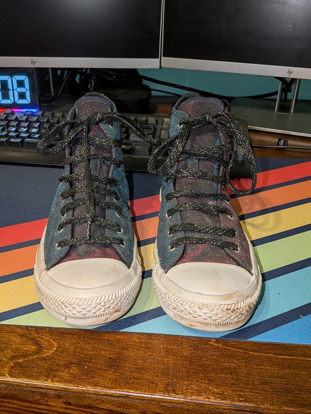 Women's High-Top Iridescent Black Sneakers